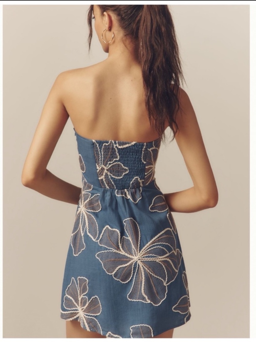 NWT Anthropologie Flat White Embroidered Strapless Mini Dress, XL - Picture 6 of 13